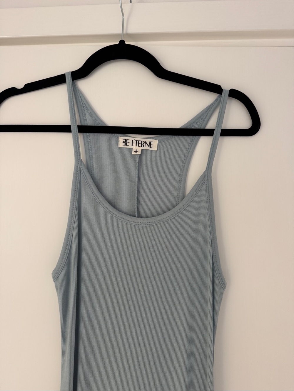 Eterne Light Blue Ribbed Racerback Tank Maxi Dress - Picture 2 of 5